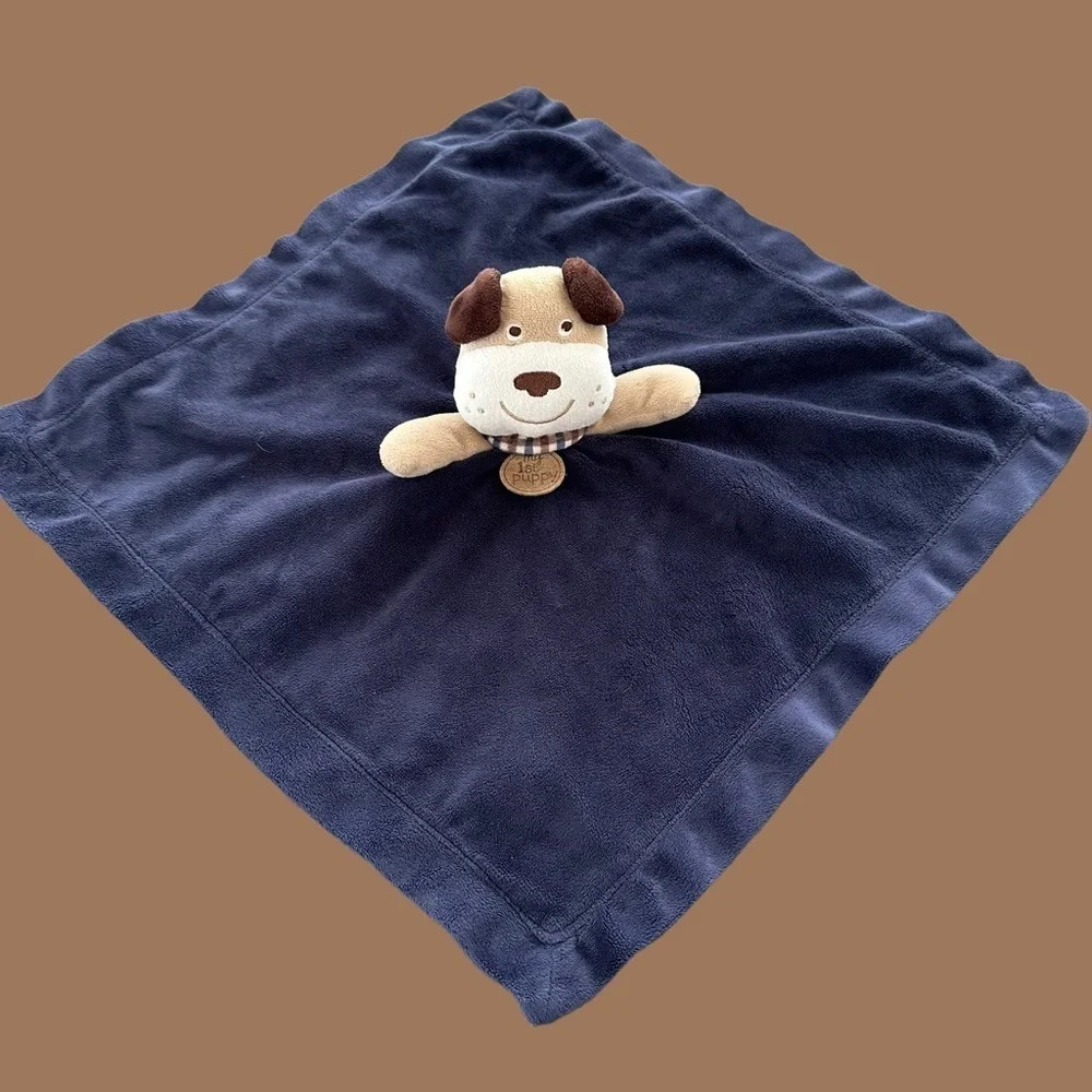 2012 Carters Baby My First puppy Dog Security Blanket Lovey Rattle‎ Plush Blue